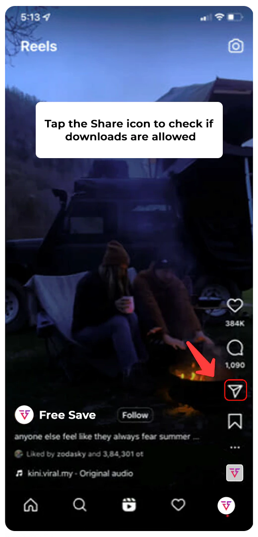 Tap on the Share Icon